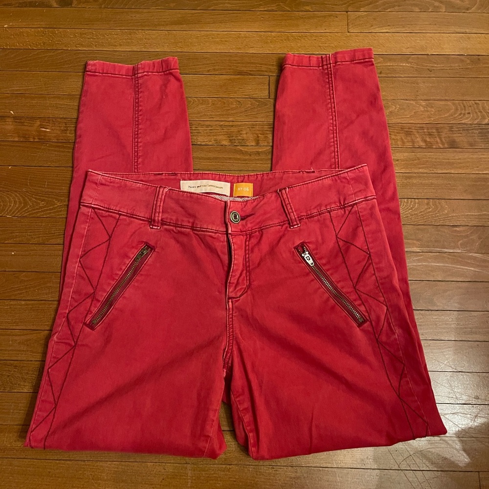 Red zipper jeans